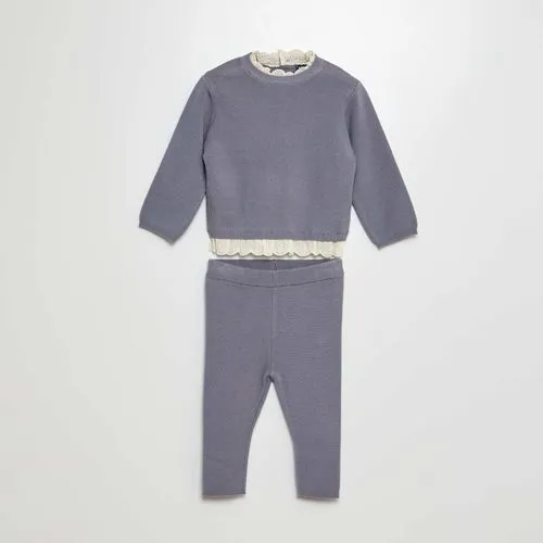 ensemble pull avec broderies + legging - 2 pièces bleu ensemble pull avec broderies + legging - 2 pièces bleu