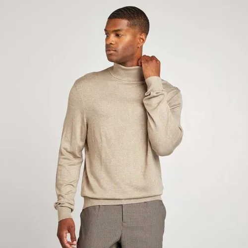 pull col roulé en maille fine beige pull col roulé en maille fine beige