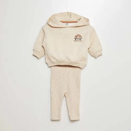 ensemble sweat en molleton + legging côtelé - 2 pièces beige ensemble sweat en molleton + legging côtelé - 2 pièces beige