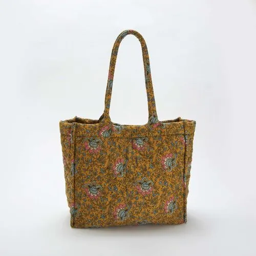 sac cabas matelassé imprimé jaune sac cabas matelassé imprimé jaune
