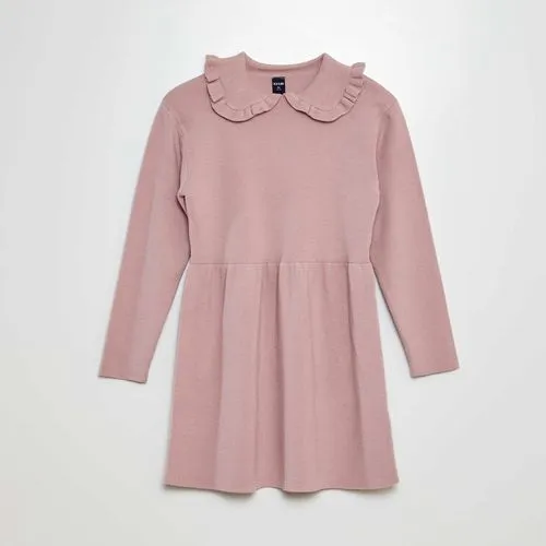robe pull en maille tricot col volanté violet robe pull en maille tricot col volanté violet
