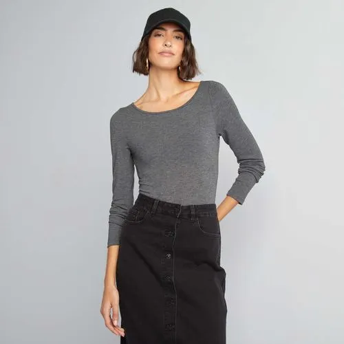 body manches longues à dos nu gris foncé body manches longues à dos nu gris foncé