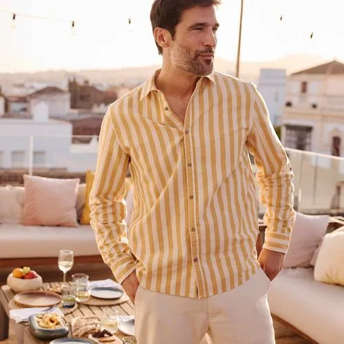 chemise regular en lin mélangé blanc chemise regular en lin mélangé blanc