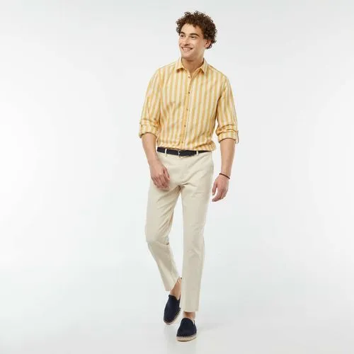 pantalon chino en lin mélangé beige pantalon chino en lin mélangé beige