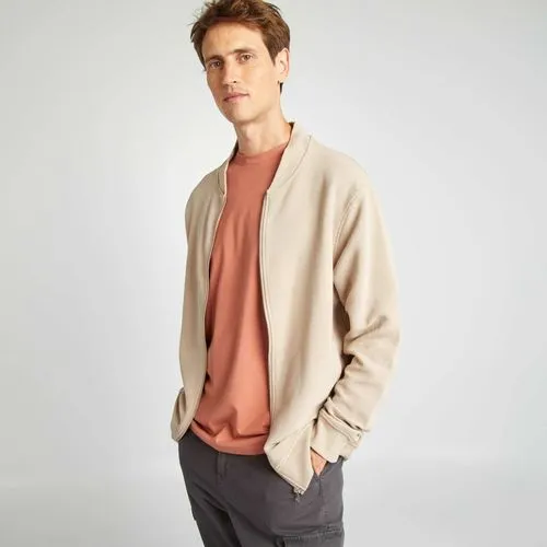 sweat en maille avec ouverture zippée beige sweat en maille avec ouverture zippée beige