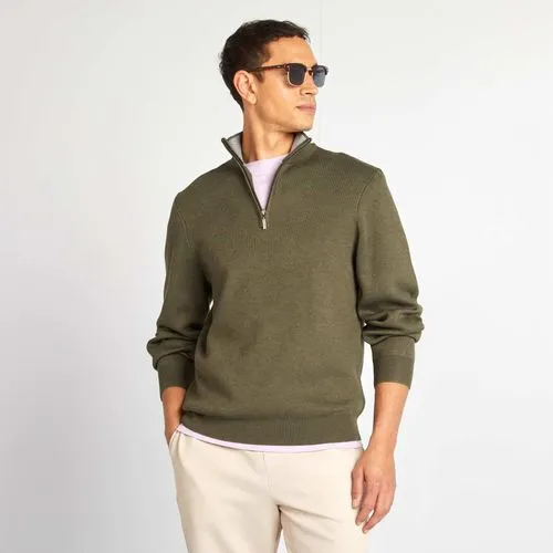 pull en maille col camionneur zippé vert pull en maille col camionneur zippé vert