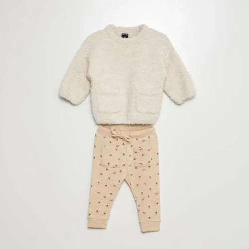 ensemble pull + pantalon en maille doudou - 2 pièces beige ensemble pull + pantalon en maille doudou - 2 pièces beige
