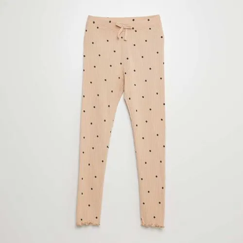 legging côtelé beige