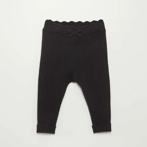 legging côtelé avec nœud noir