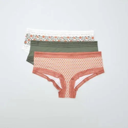 lot de 3 shortys en microfibre imprimé kaki