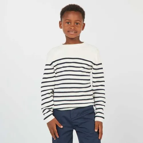 pull en maille à rayures blanc/bleu marine