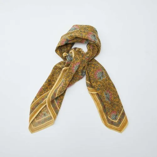 large foulard imprimé marron