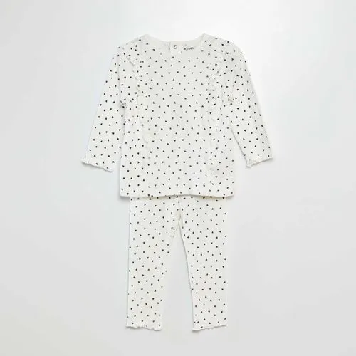 ensemble t-shirt + legging de pyjama motif cœurs - 2 pièces blanc