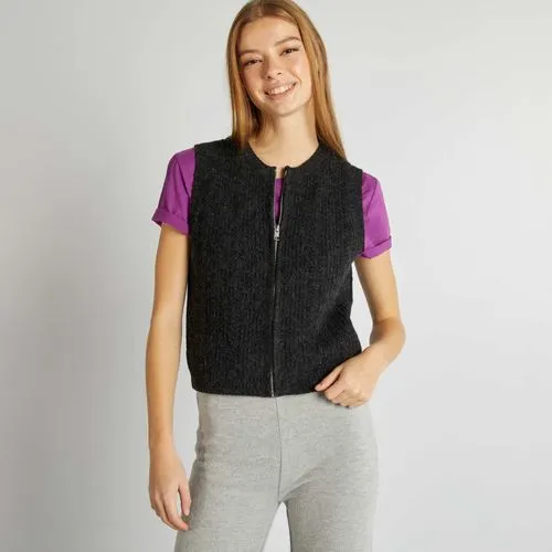 pull sans manches en maille douce gris