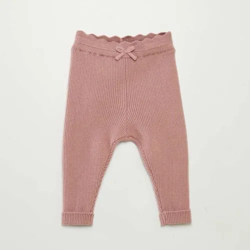 legging côtelé avec nœud rose