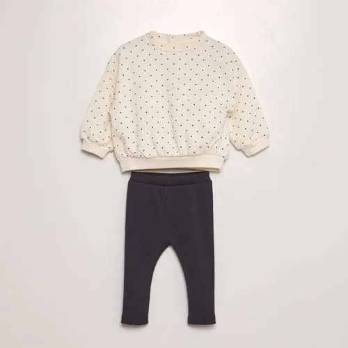 ensemble imprimé sweat + legging - 2 pièces blanc/noir ensemble imprimé sweat + legging - 2 pièces blanc/noir
