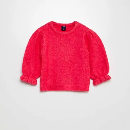 pull uni manches longues forme ballon rose pull uni manches longues forme ballon rose