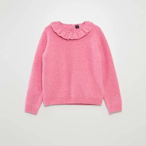 pull en maille doudou avec froufrou rose pull en maille doudou avec froufrou rose