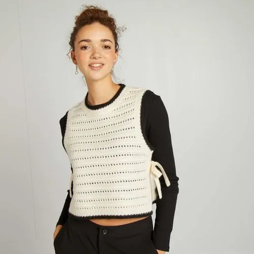 pull sans manches bicolore blanc pull sans manches bicolore blanc