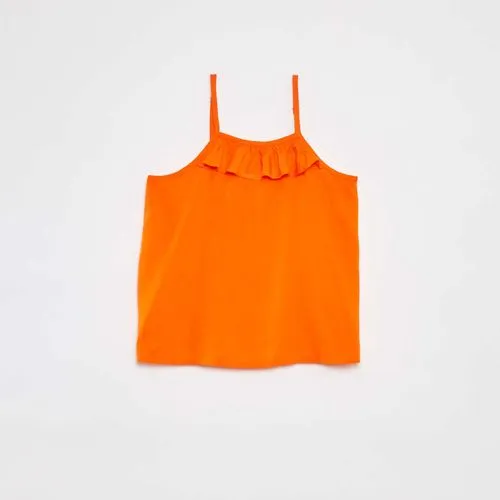 top à fines bretelles avec col volanté orange top à fines bretelles avec col volanté orange