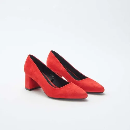 escarpins en suédine avec talons carrés rouge escarpins en suédine avec talons carrés rouge