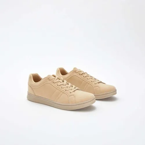 baskets basses unies en suédine beige baskets basses unies en suédine beige