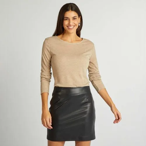 tee-shirt fluide maille moulinée beige tee-shirt fluide maille moulinée beige