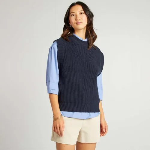 pull sans manches col v bleu marine pull sans manches col v bleu marine