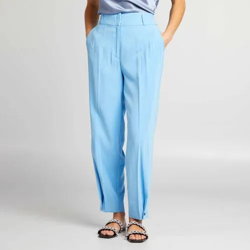 pantalon droit à taille haute bleu