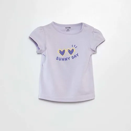 t-shirt imprimé en coton violet