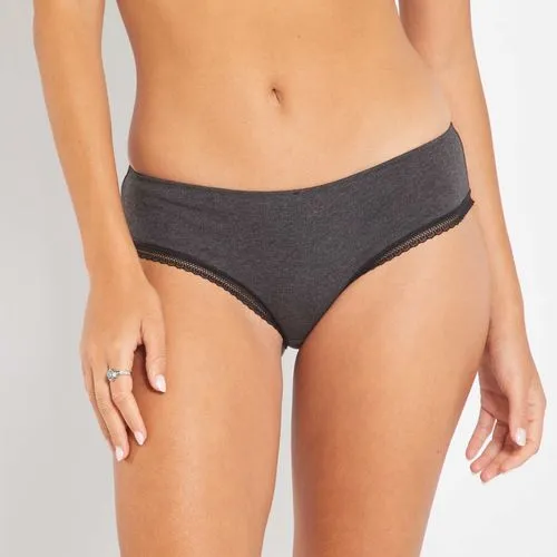 shorty coton galons dentelle gris foncé chiné