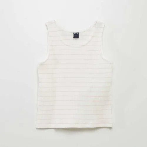 débardeur côtelé blanc/rose débardeur côtelé blanc/rose