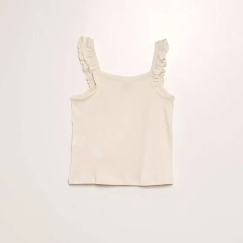 débardeur à bretelles volantées beige débardeur à bretelles volantées beige