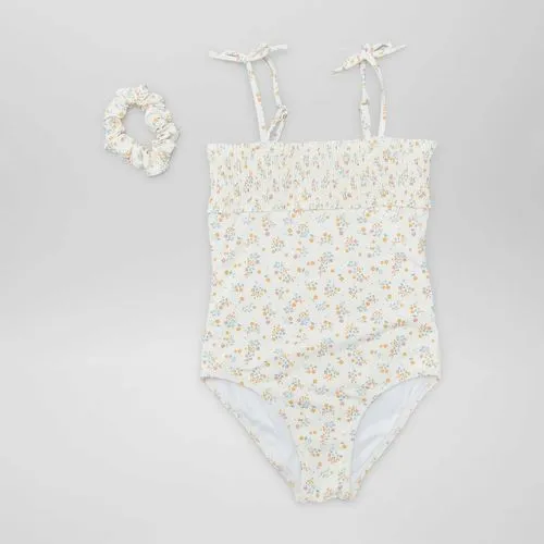 maillot de bain smocké + chouchou - 2 pièces blanc maillot de bain smocké + chouchou - 2 pièces blanc