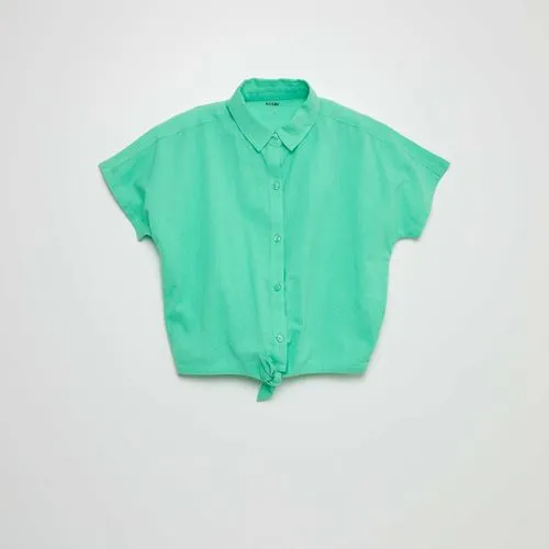 chemise à nouer en coton et lin vert chemise à nouer en coton et lin vert