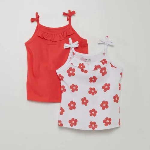 débardeur en jersey à fines bretelles avec noeud - 2 pièces blanc/rouge débardeur en jersey à fines bretelles avec noeud - 2 pièces blanc/rouge