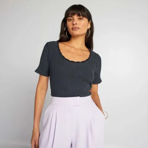 t-shirt en coton côtelé gris t-shirt en coton côtelé gris