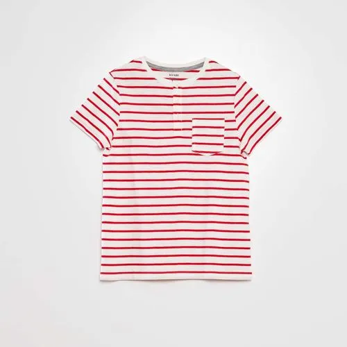 t-shirt à col tunisien avec rayures rouge t-shirt à col tunisien avec rayures rouge