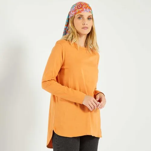 t-shirt long en jersey uni orange t-shirt long en jersey uni orange