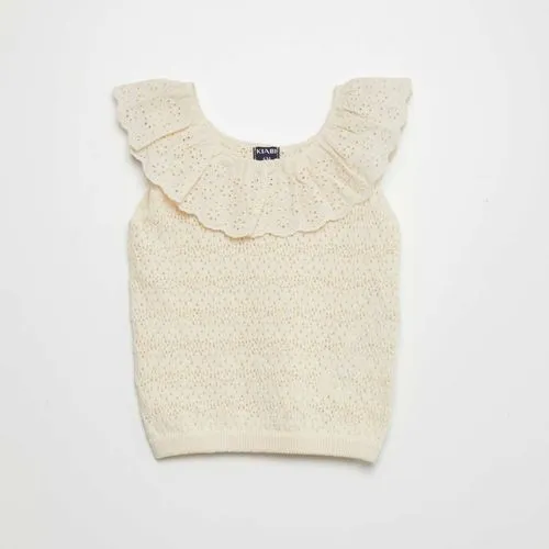pull sans manches en broderie anglaise beige pull sans manches en broderie anglaise beige