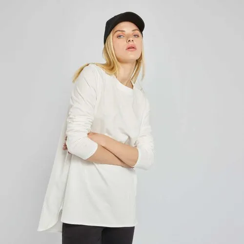 t-shirt long en jersey uni blanc t-shirt long en jersey uni blanc
