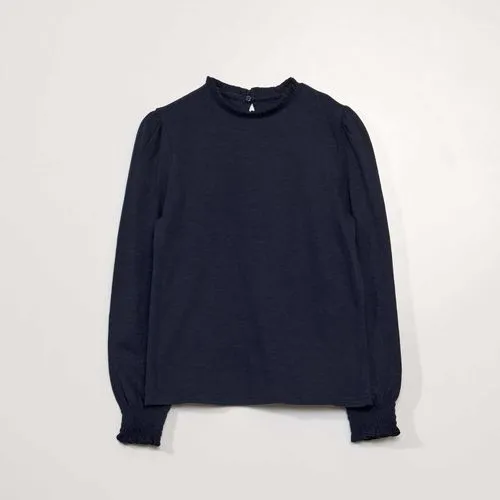 t-shirt col froufrous bleu t-shirt col froufrous bleu