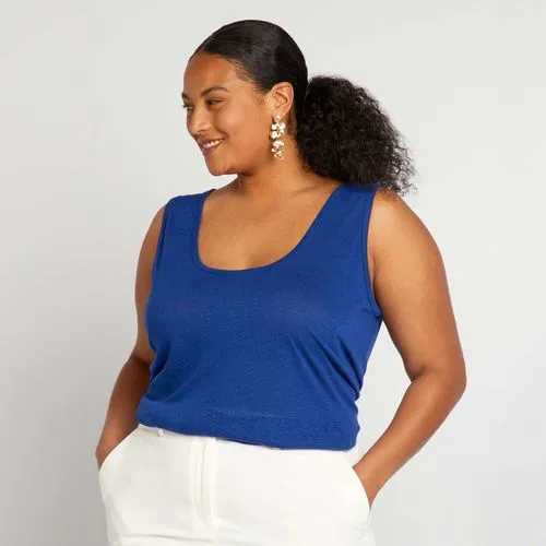 débardeur fluide en lin mélangé bleu marine débardeur fluide en lin mélangé bleu marine