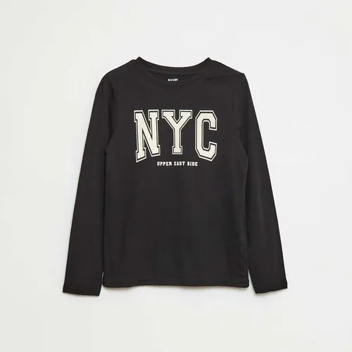 t-shirt imprimé fantaisie à manches longues noir