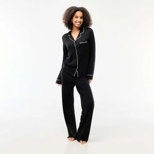 pyjama long 2 pièces chemise + pantalon - 2 pièces noir