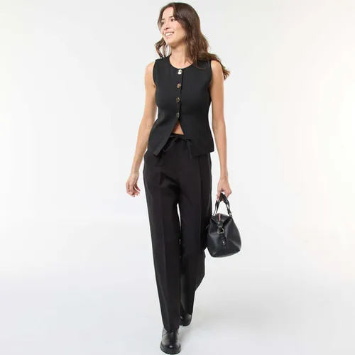 pantalon large avec lien ceinture noir