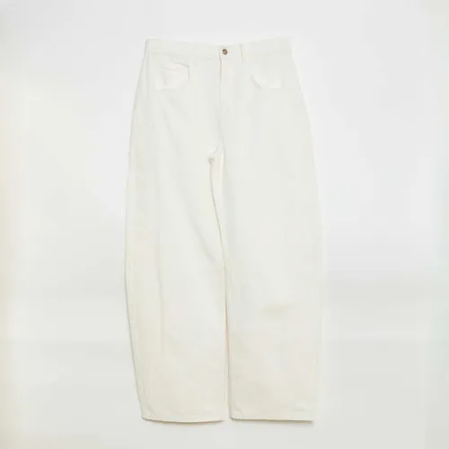 pantalon denim coupe ballon beige