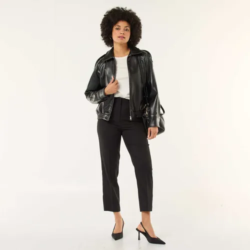 pantalon droit taille haute noir