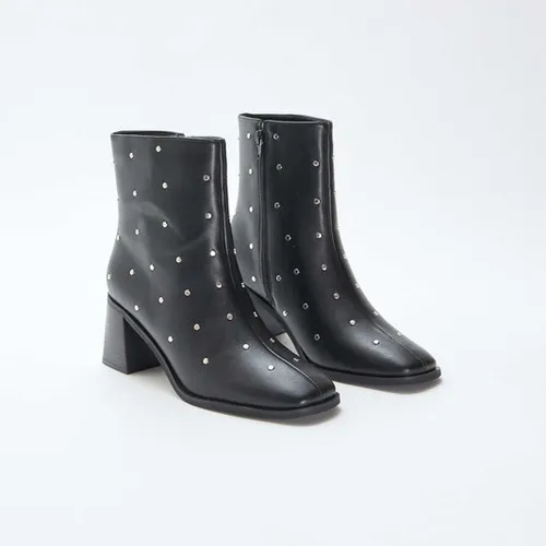 bottes en simili avec clous uni noir