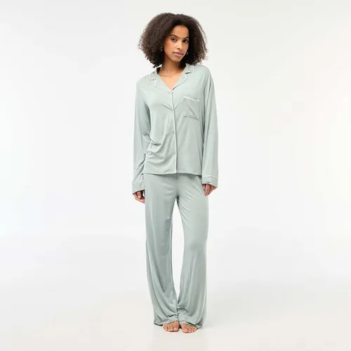 pyjama long 2 pièces chemise + pantalon - 2 pièces bleu